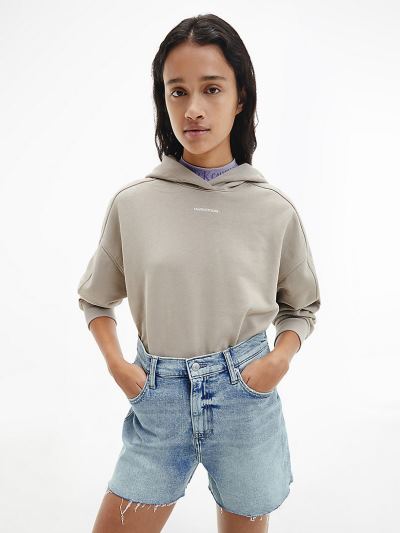 Calvin Klein Ruhák HU032042 | Calvin Klein Organic Cotton Női Kapucnis Pulóver Szürke